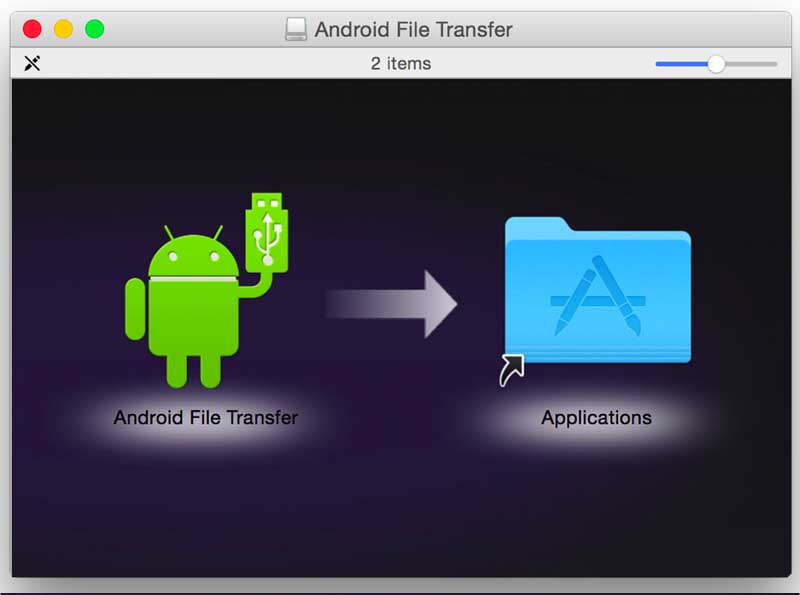 Android File TransferをApplicationにドラッグ・アンド・ドロップ
