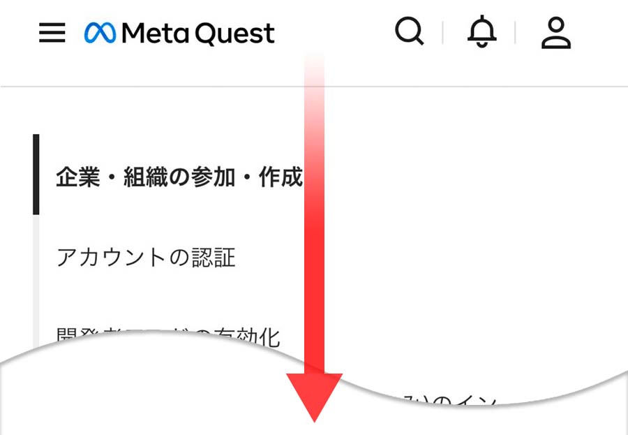 Meta Questの開発者設定ページ